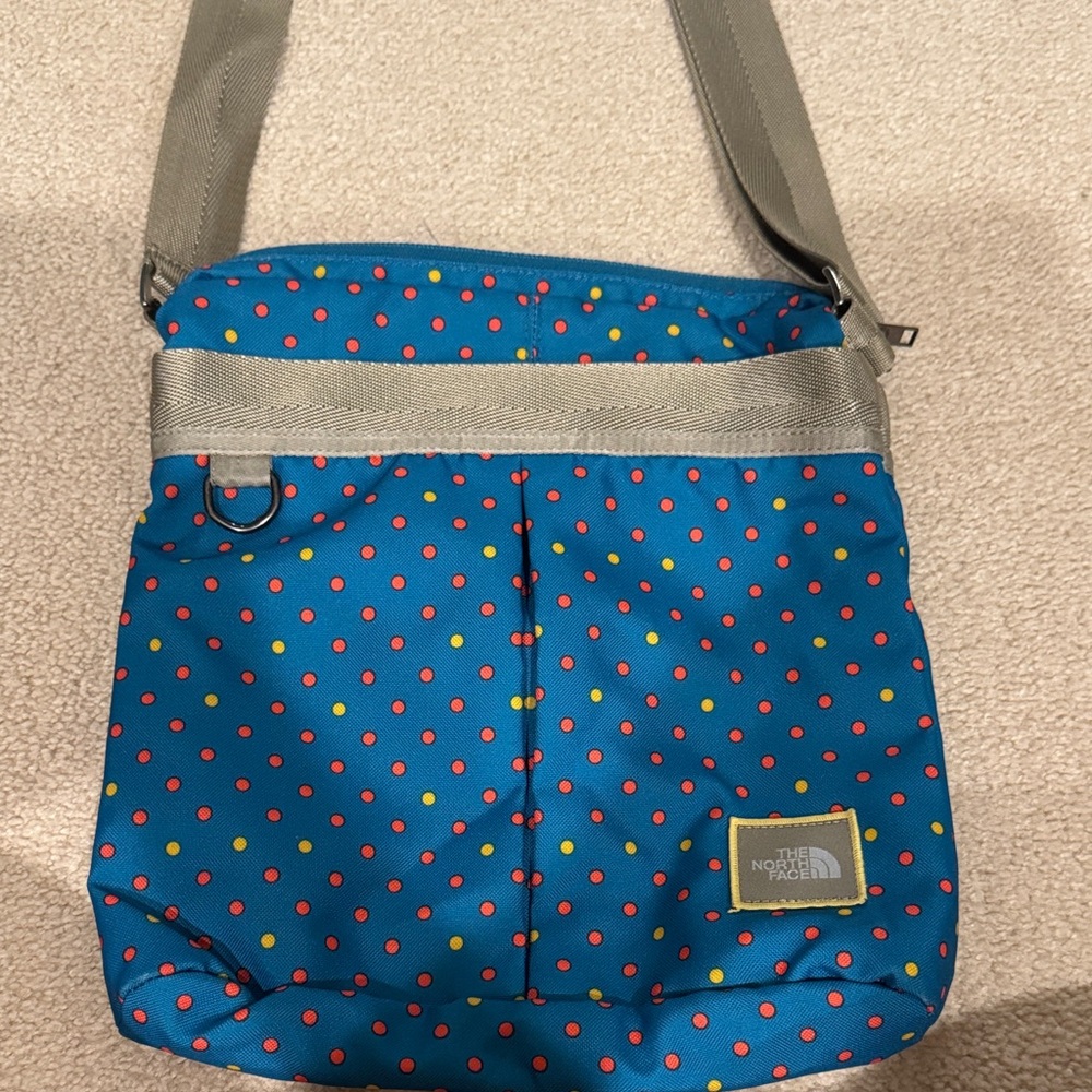 North Face Blue -Teal Polka Dot Crossbody Bag